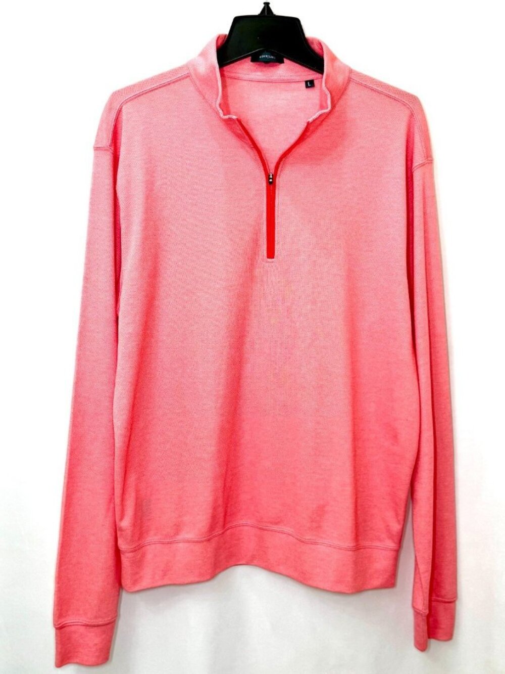 Turtleson Quarter Zip Pullover Mens Large Pink Salmon Heathered Golf Sweater L